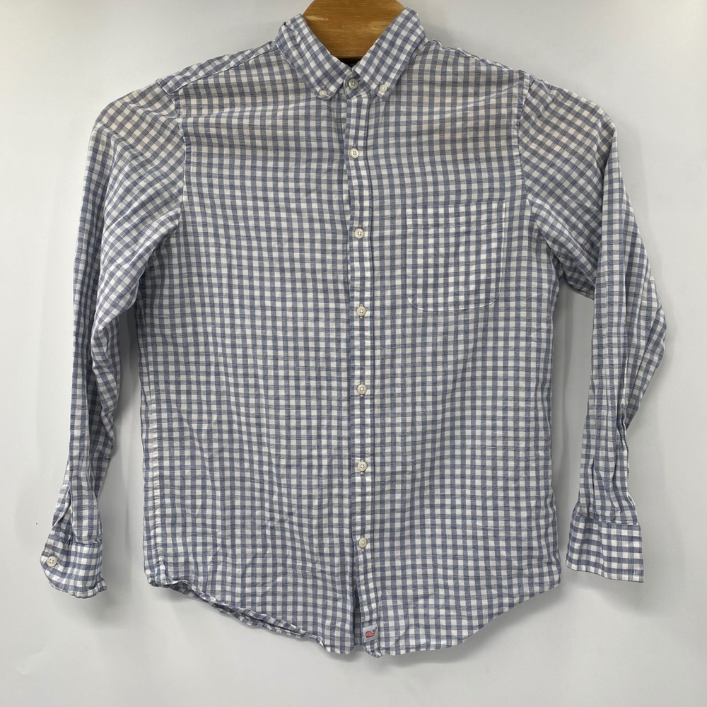 Vineyard Vines Slim Fit Murray Shirt Gingham Check Button Down Cotton Blend M - Picture 2 of 4
